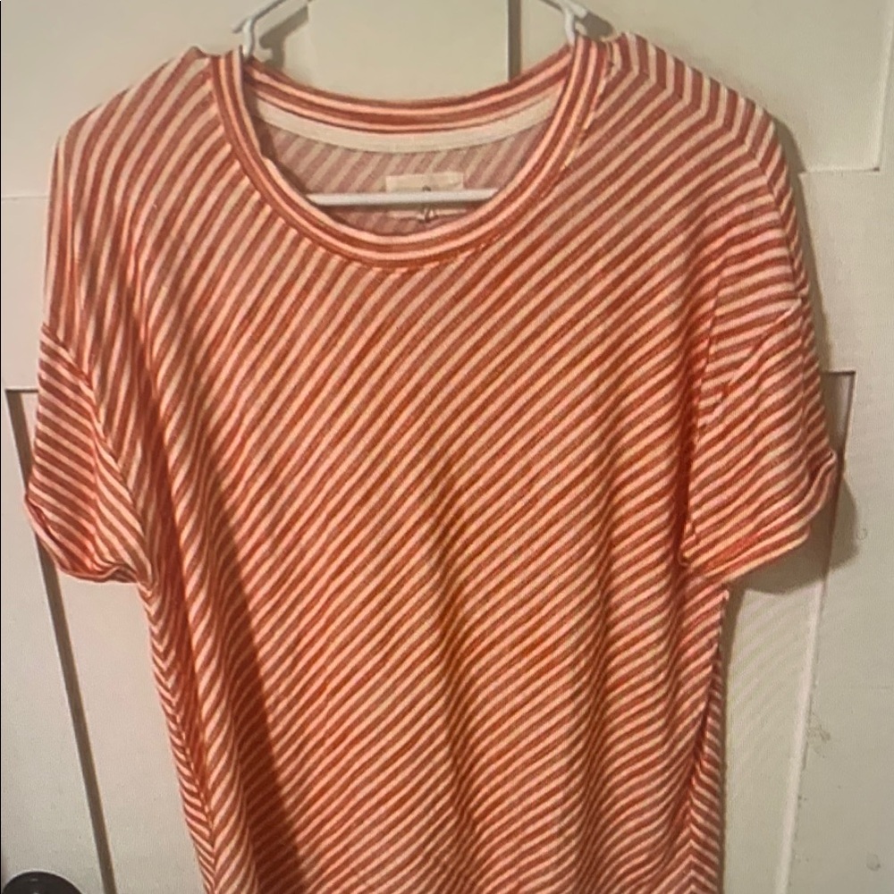 Lou & Grey Orange and White Cuffed Sleeve T-Shirt